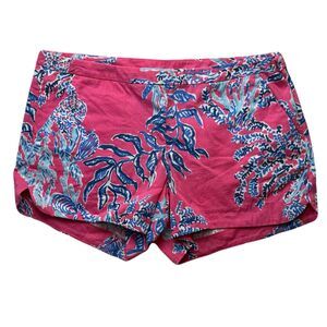 Lilly Pulitzer Adie “Capri Pink Samba” Shorts Coral Print Side Zip Cotton Size 6